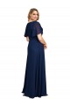 Long Dark Navy Short Flutter Sleeves A-Line Formal Plus Size Evening Gown / Prom Dress / Bridesmaid Dress Birmingham