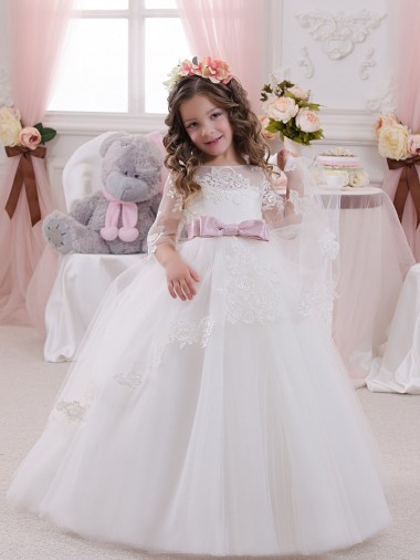 Chapel Train Ivory Sleeveless Ball Gowns Flower Girl Dress Birmingham