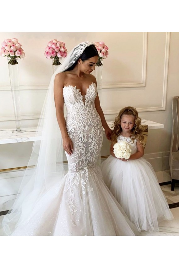 Chapel Train Ivory Sleeveless Ball Gown Flower Girl Dress Birmingham