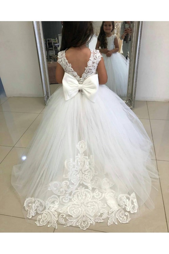 Chapel Train Ivory Sleeveless Ball Gown Flower Girl Dress Birmingham