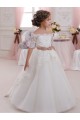 Long Ivory Short Sleeves Ball Gown Keyhole Back Tulle & Lace Flower Girl Dresses Birmingham