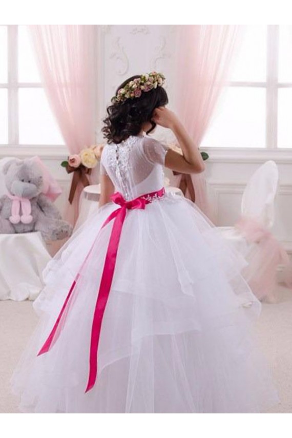 Long Ivory Short Sleeves Ball Gown Little Flower Girl Dress Birmingham