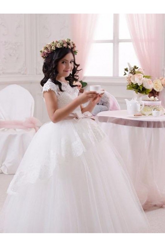 Long Ivory Sleeveless Ball Gown Flower Girl Dresses Birmingham