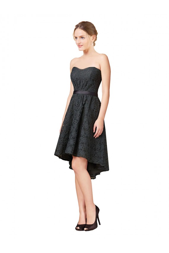 Knee Length Slate Grey Sleeveless A-Line High Low Bridesmaid Dress Birmingham