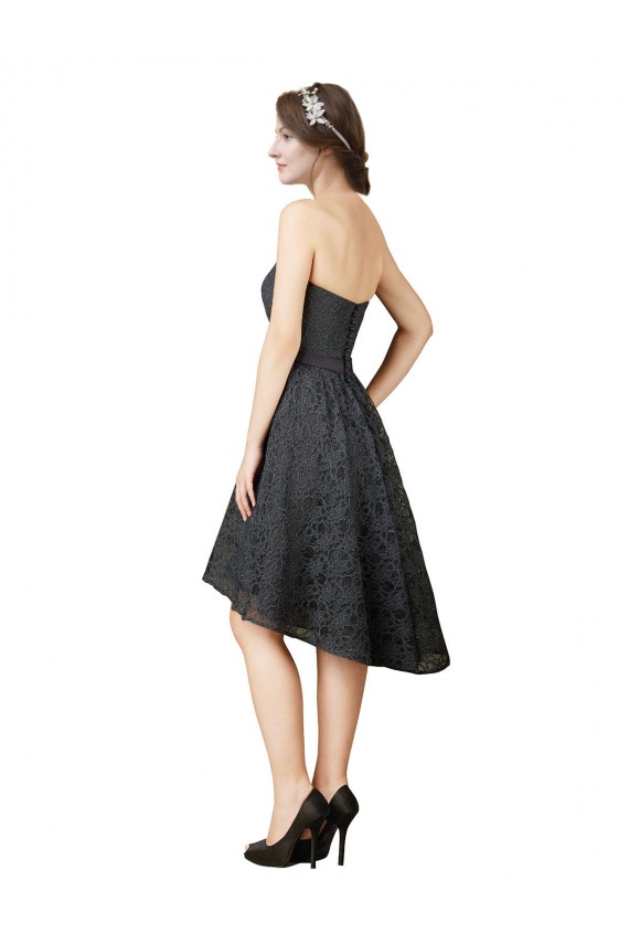 Knee Length Slate Grey Sleeveless A-Line High Low Bridesmaid Dress Birmingham
