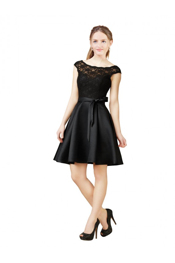 Knee Length Black Sleeveless A-Line V-Back Bridesmaid Dress Birmingham
