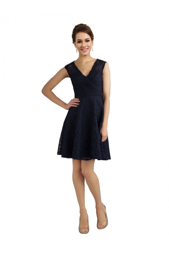 Knee Length Dark Navy Sleeveless A-Line Bridesmaid Dress / Evening Dress Birmingham