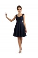 Knee Length Dark Navy Sleeveless A-Line Bridesmaid Dresses Birmingham