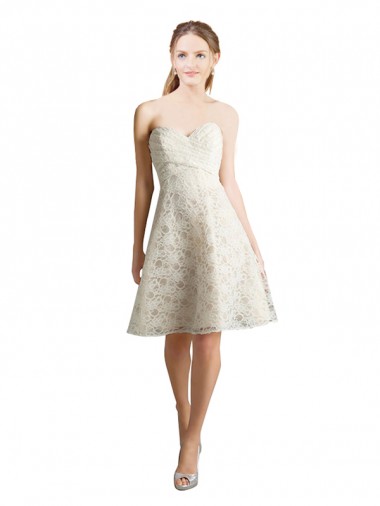 Knee Length Ivory,Champagne Sleeveless A-Line Bridesmaid Dress Birmingham