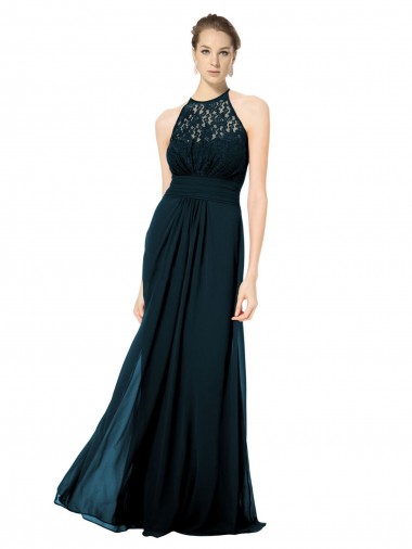 Long Dark Navy Sleeveless A-Line Keyhole Back Formal Dress / Bridesmaid Dress Birmingham