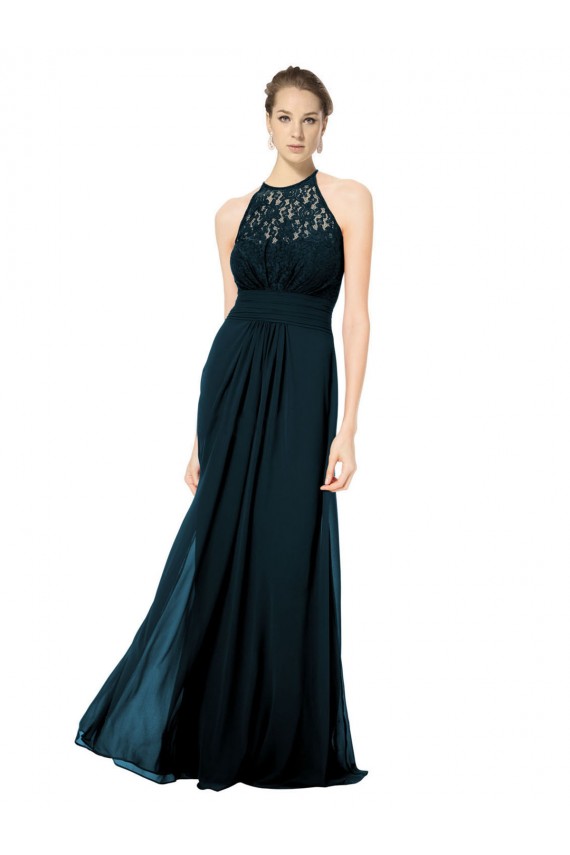 Long Dark Navy Sleeveless A-Line Keyhole Back Formal Dress / Bridesmaid Dress Birmingham