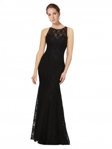 Long Black Sleeveless Sheath Open Back Bridesmaid Dress Birmingham