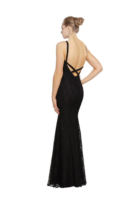Long Black Sleeveless Sheath Open Back Bridesmaid Dress Birmingham
