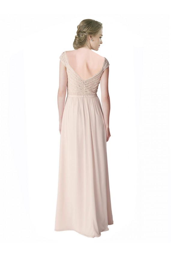 Long Mint Green Cap Sleeves A-Line V-Back Bridesmaid Dress Birmingham