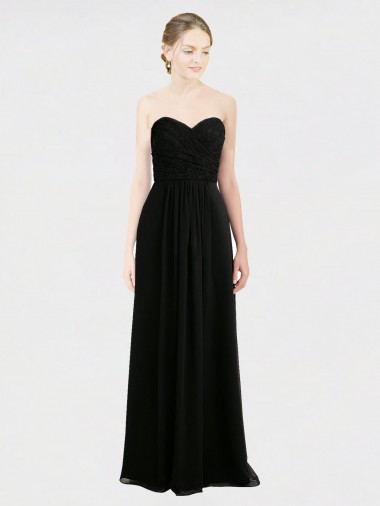 Long Black Sleeveless A-Line Low Back Bridesmaid Dress Birmingham