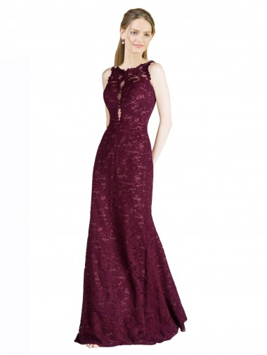 Long Burgundy Gold Sleeveless A-Line Keyhole Back Prom Dress / Bridesmaid Dress Birmingham