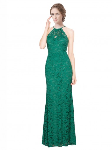 Long Dark Green Sleeveless Mermaid Low Back Prom Dress / Bridesmaid Dress Birmingham