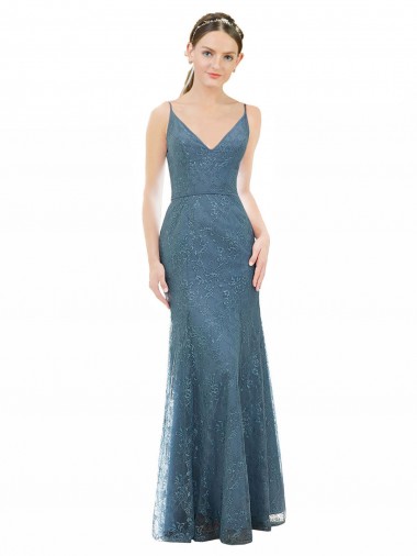 Long Sleeveless Sheath Open Back Lace Bridesmaid Dress Birmingham