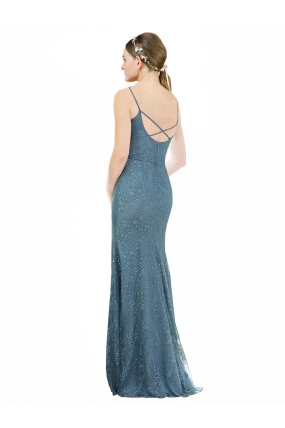 Long Sleeveless Sheath Open Back Lace Bridesmaid Dress Birmingham