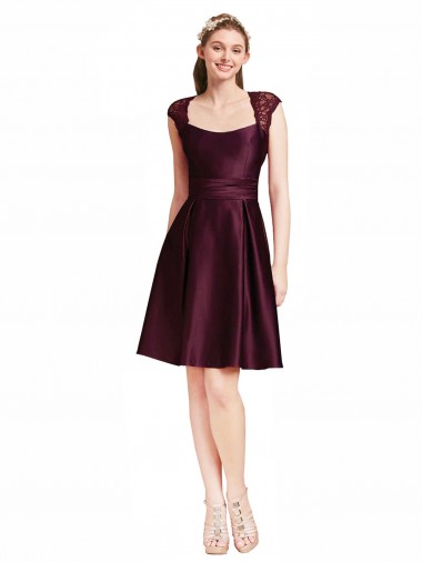 Knee Length Grape Sleeveless A-Line Open Back Bridesmaid Dress Birmingham