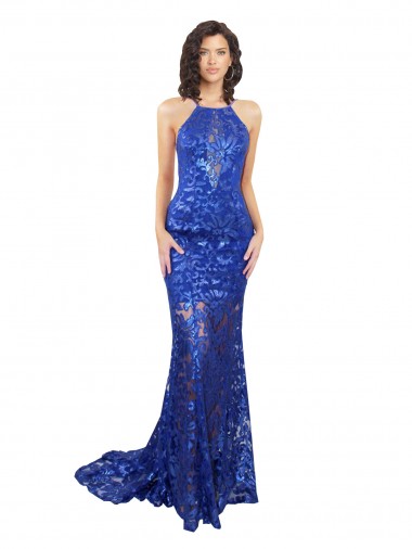 Long Royal Blue Sleeveless Mermaid Open Back Semi Formal Evening Dress / Prom Dress / Bridesmaid Dress Birmingham