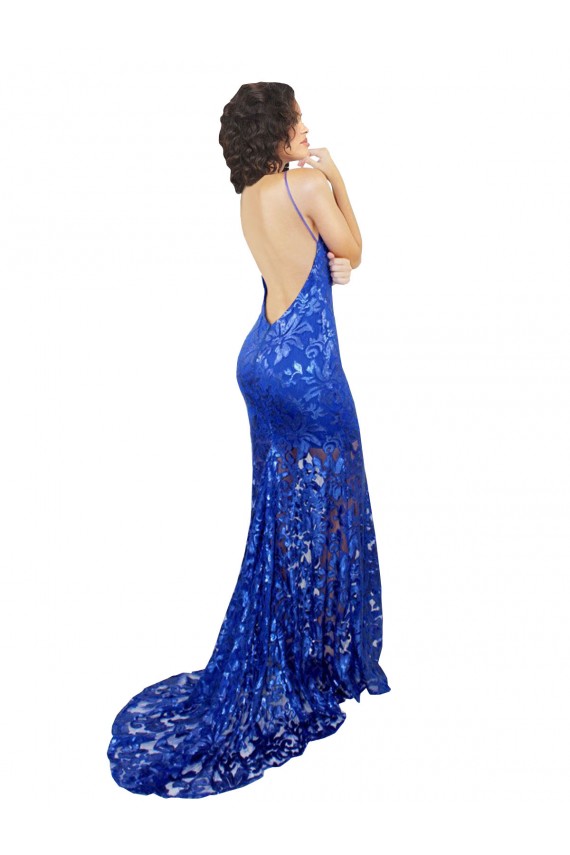 Long Royal Blue Sleeveless Mermaid Open Back Semi Formal Evening Dress / Prom Dress / Bridesmaid Dress Birmingham
