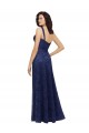 Long Dark Navy Sleeveless A-Line Low Back Lace Bridesmaid Dress Birmingham