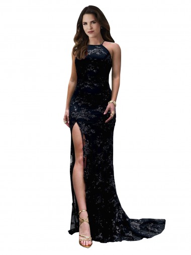 Long Black Sleeveless Mermaid Open Back High Slit Black Tie Evening Gown / Prom Dress / Bridesmaid Dress Birmingham