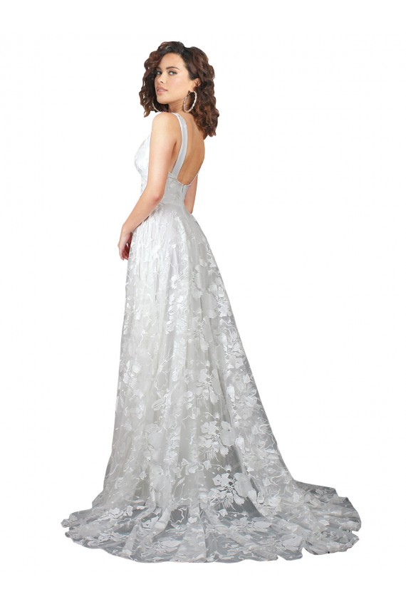 Chapel Train Off White Sleeveless A-Line Low Back Wedding Dress Birmingham