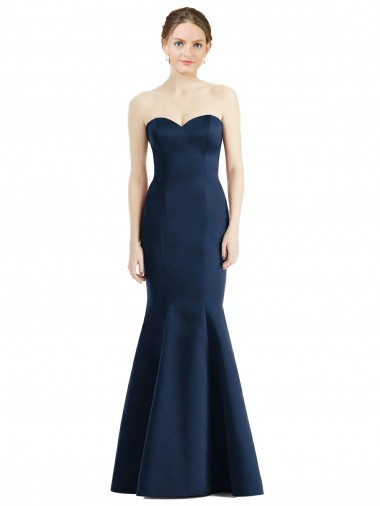 Long Floor Length Dark Navy Sleeveless Mermaid Bridesmaid Dress Birmingham