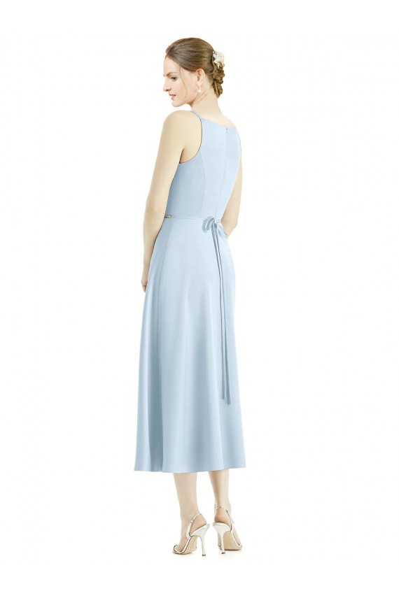 Tea Length Light Sky Blue Sleeveless A-Line Bridesmaid Dress Birmingham