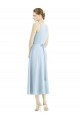 Tea Length Light Sky Blue Sleeveless A-Line Bridesmaid Dress Birmingham