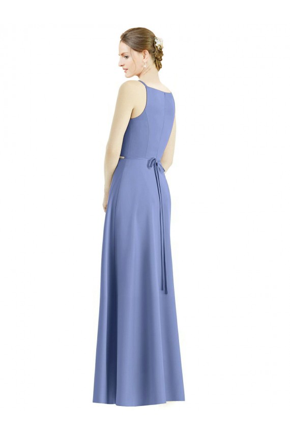 Long Periwinkle Sleeveless A-Line Satin Bridesmaid Dress Birmingham