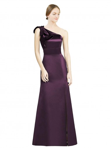 Long Grape Sleeveless Mermaid Satin Bridesmaid Dress Birmingham