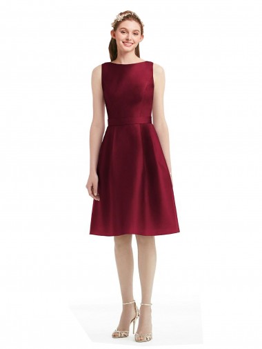 Knee Length Burgundy Sleeveless A-Line Bridesmaid Gown Birmingham