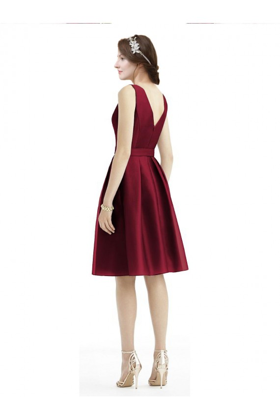 Knee Length Burgundy Sleeveless A-Line Bridesmaid Gown Birmingham