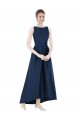Long Dark Navy Sleeveless A-Line Satin High Low Bridesmaid Dress Birmingham