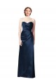 Long Dark Navy Sleeveless A-Line Satin Bridesmaid Dress Birmingham