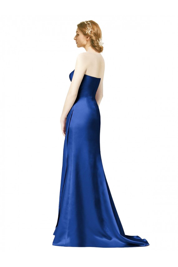 Long Dark Navy Sleeveless A-Line Satin Bridesmaid Dress Birmingham