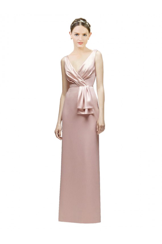 Long Pink Sleeveless Sheath V-Back Bridesmaid Dress Birmingham