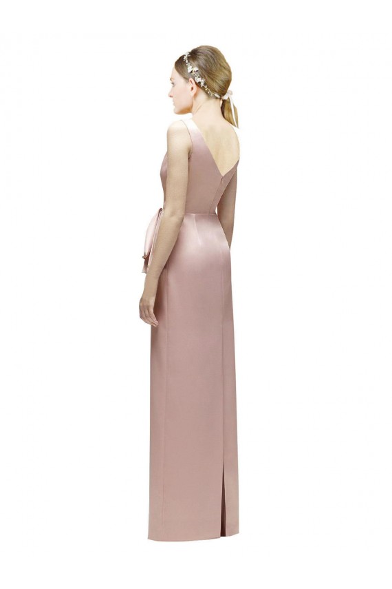 Long Pink Sleeveless Sheath V-Back Bridesmaid Dress Birmingham