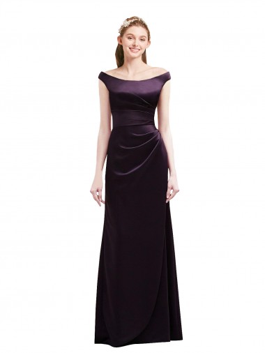 Long Grape Cap Sleeves A-Line Bridesmaid Dress Birmingham