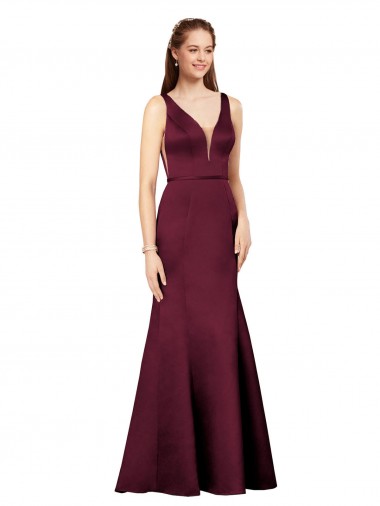 Long Burgundy Sleeveless Sheath V-Back Formal Evening Gown / Prom Dress / Bridesmaid Dress Birmingham