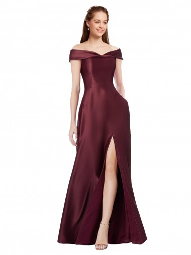 Long Burgundy Gold Cap Sleeves A-Line Black Tie Evening Gown / Prom Dress / Bridesmaid Dress Birmingham