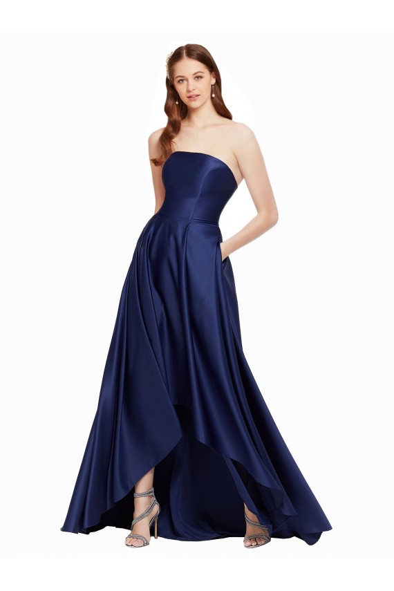 Long Dark Navy Sleeveless A-Line Low Back High Low Evening Gown / Prom Dress / Bridesmaid Dress Birmingham
