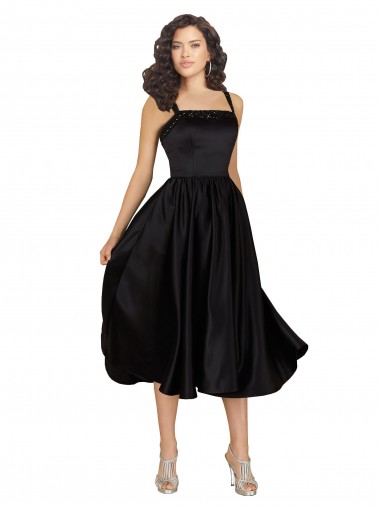 Knee Length Black Sleeveless A-Line Prom Dress / Bridesmaid Dress Birmingham