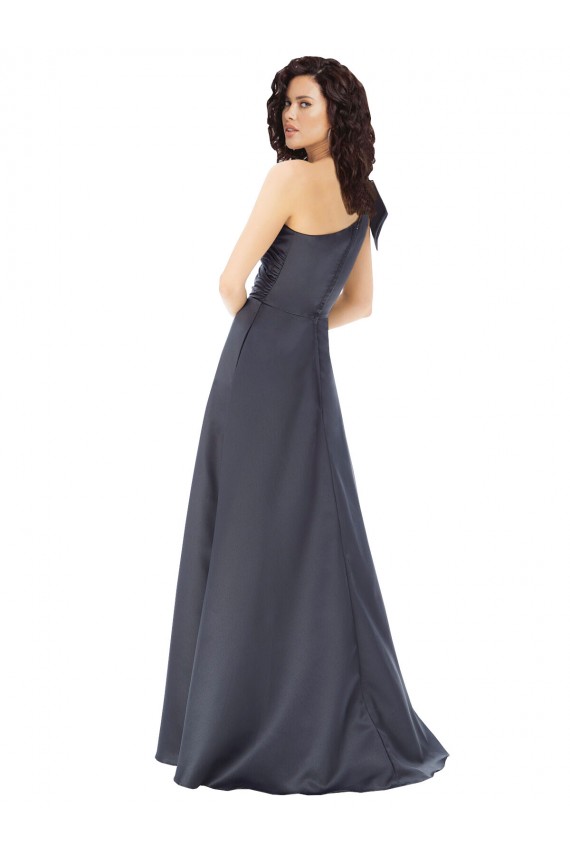 Long Slate Grey Sleeveless A-Line Satin Formal Evening Gown / Prom Dress / Bridesmaid Dress Birmingham