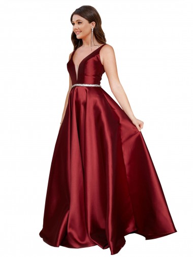 Long Burgundy Sleeveless A-Line V-Back Formal Plus Size Evening Gown / Prom Dress / Bridesmaid Dress Birmingham