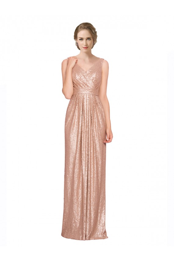 Long Rose Gold Sleeveless Sheath Bridesmaid Dress / Evening Dress Birmingham