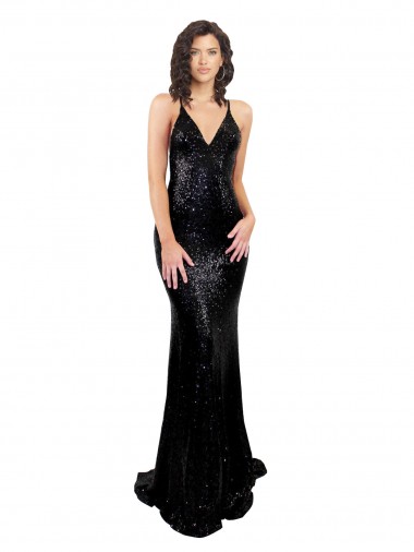 Long Black Sleeveless Mermaid Open Back Black Tie Evening Gown / Prom Dress / Bridesmaid Dress Birmingham